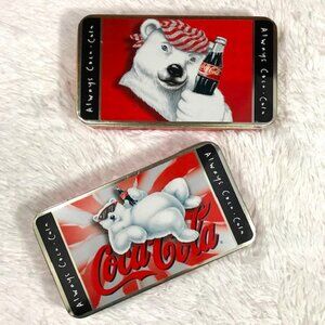 Vintage Set of 2 Coca-Cola Polar Bear 'Always Coca-Cola' Hinged Lid Tins
